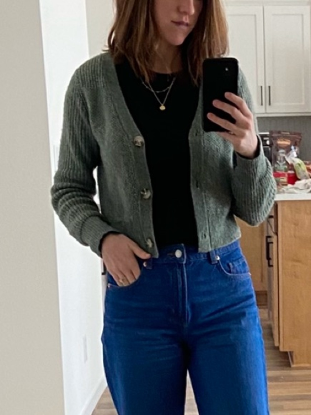 Sincerely Jules Olive Green V-Neck Cropped Button Cardigan XS ๐ค๐ - Picture 13 of 13